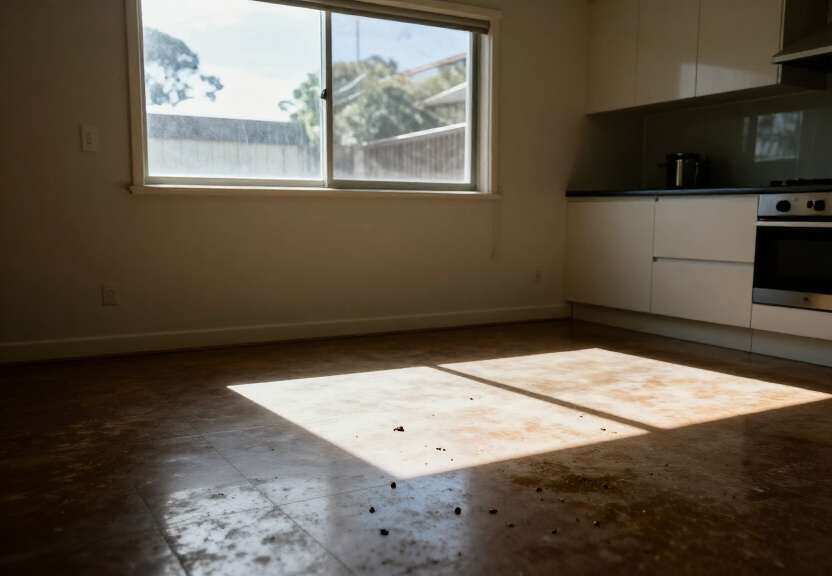 Rodent droppings and damage in a Condell Park garage before treatment